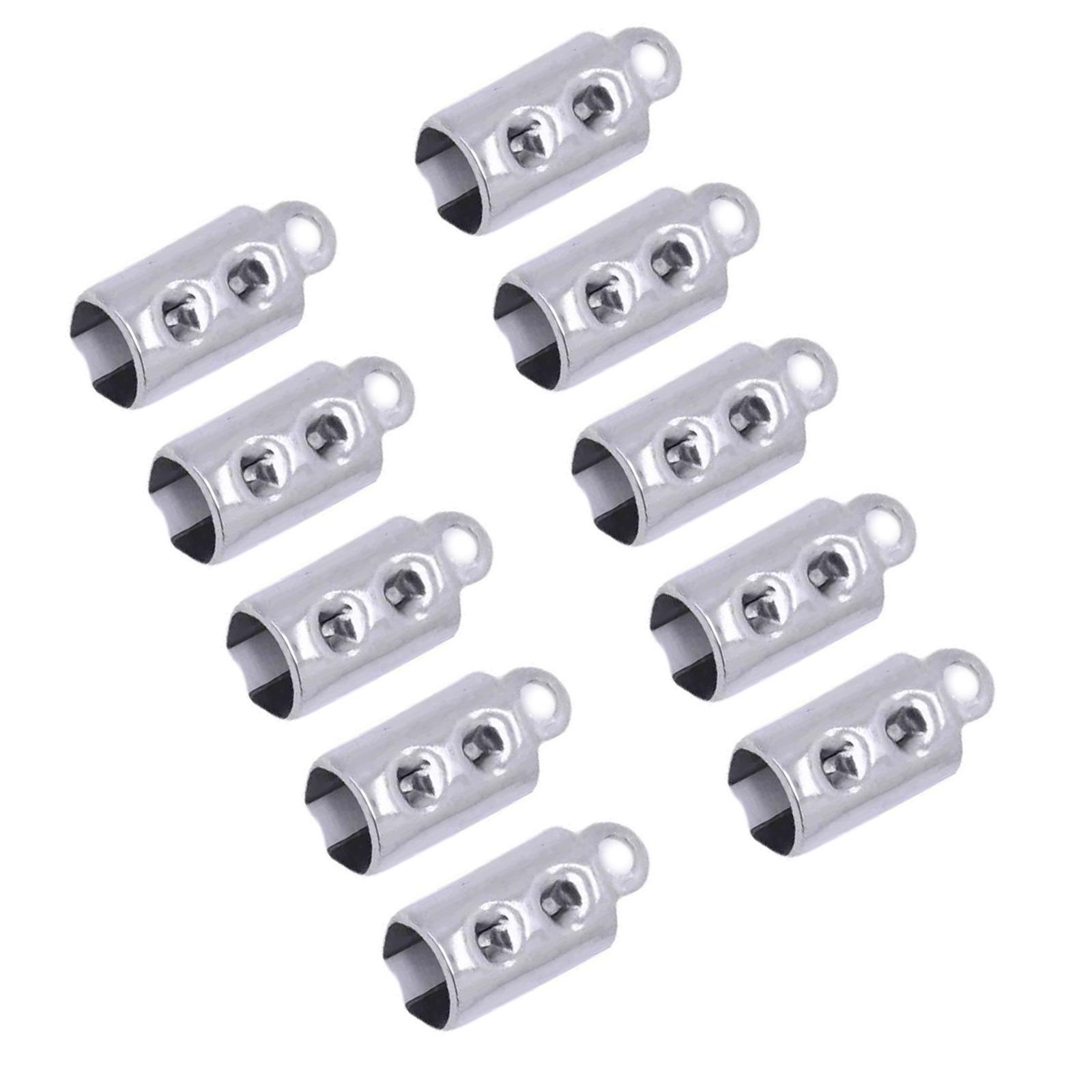 

Зажимы для шнура из нержавеющей стали для изготовления ювелирных изделий, регулируемые наконечники для кожаного шнура, обжимные бусины, концы-заглушки, застежки-соединители 4