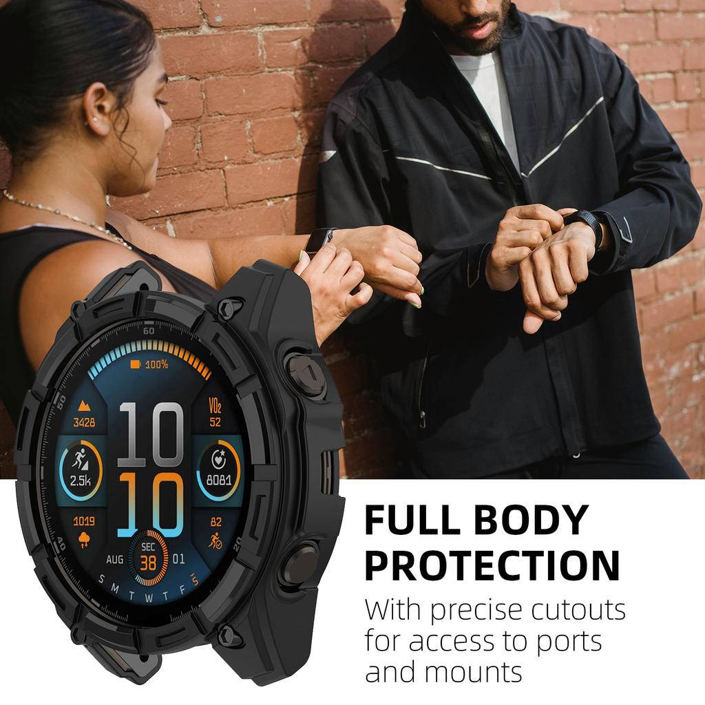 2-IN-1 Glas+Hülle für Garmin Fenix 8 51/47/43mm AMOLED Solar Displayschutzfolie Gehärtetes Glas+Bumper Schutzhülle Zubehör