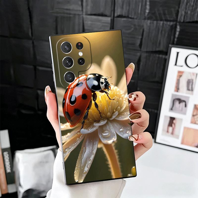 

Seven-Spotted Red ladybug Soft Phone Case for Samsung Galaxy S26 S25 Edge S24 Ultra S23 Plus S22 S21 FE S20 Black Cover Back She Samsung S21 Plus