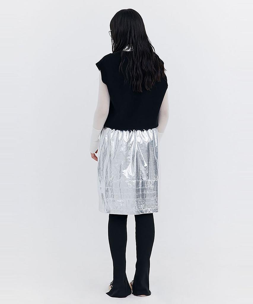 Bundercammer Raw-Cut Tuck Skirt_Silver