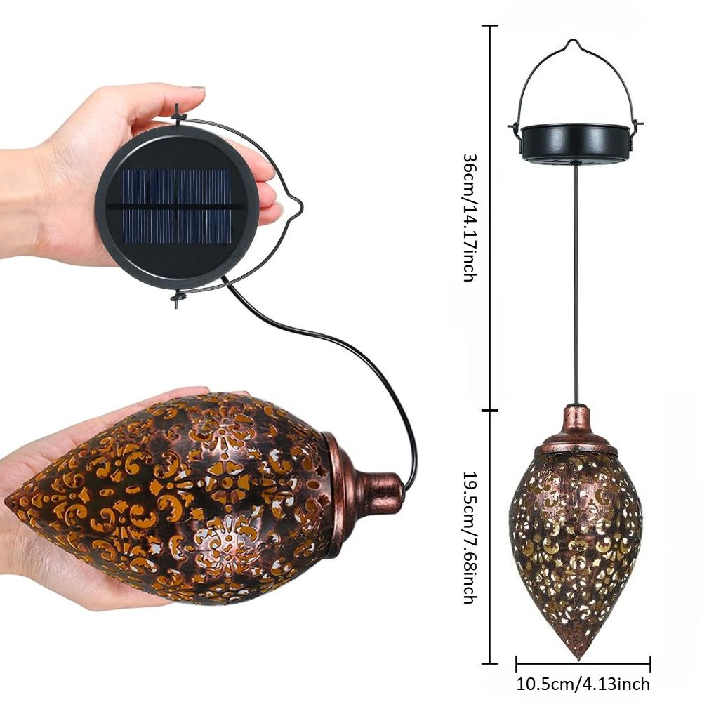 Hanging Solar Lights Solar Lantern LED Moroccan Garden Decor Solar Lanterns Outdoor Waterproof for Outside Patio Porch Pathway Hanging Decor