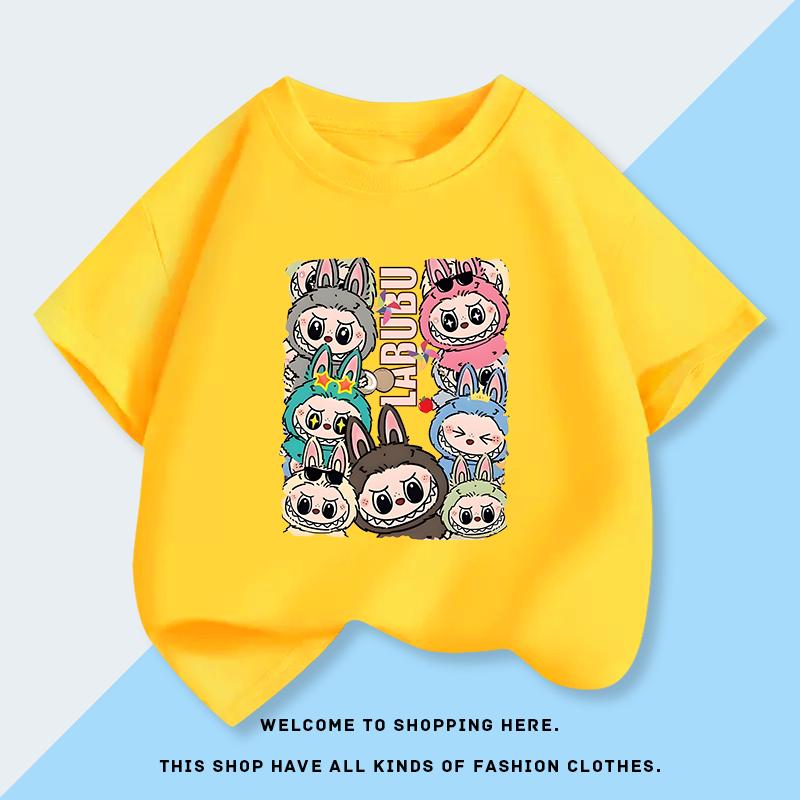 Labubu 3d Print Short-sleeved Children's T-shirt Fashionable Summer Clothes for Babies Half-sleeved Top for Big Kids