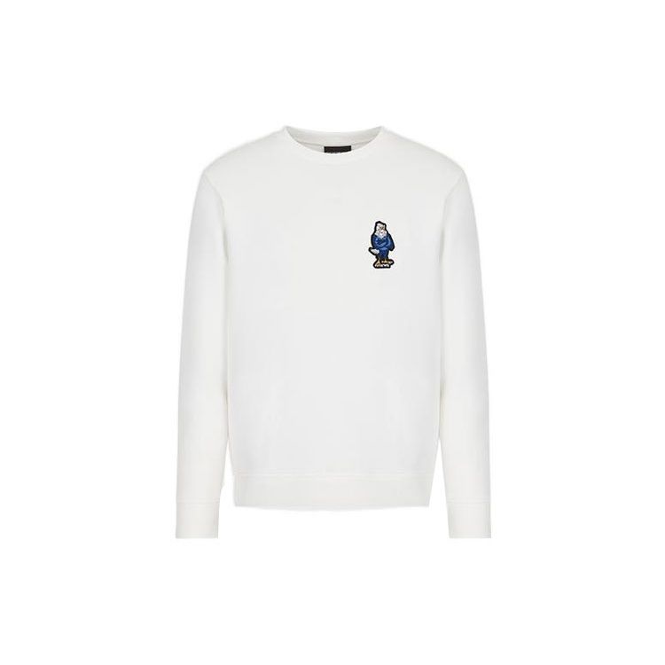 Emporio Armani Ss22 Manga Capsule Cartoon Embroidered Crewneck Sweatshirt Men sweatshirt White 3L1MFM-1JHSZ-0101 XL