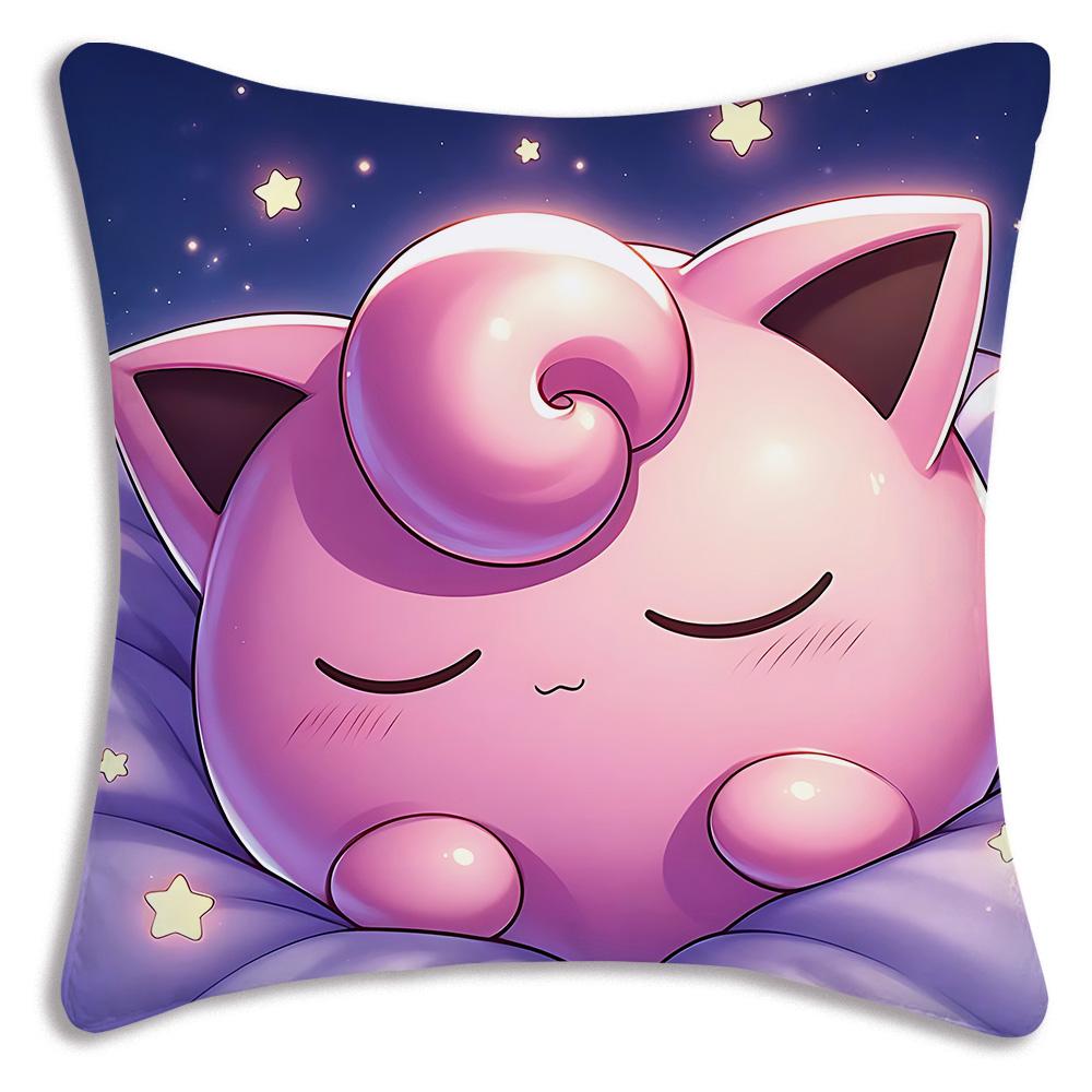 Pillow Covers Cartoon Cute Pokmons Jigglypuffs Sofa Decorative Home Double-Sided Printing Short Plush Cute Cushion Cover
