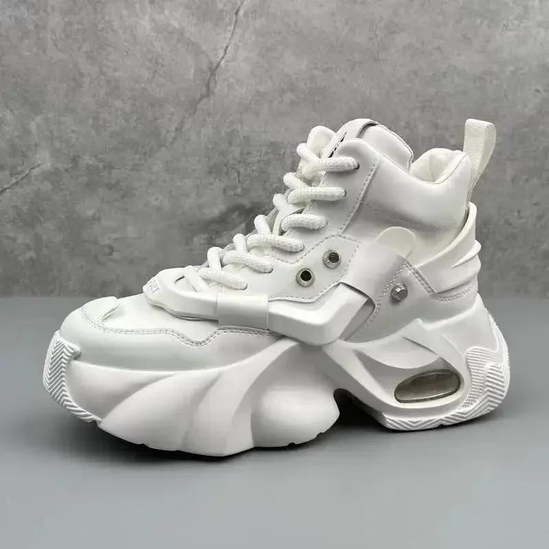 Fashion Men's Boots High Top New Trend Wear-resistant Synthetic Leather Boots Casual Lace Up Height Increasing Fashion Boots 2025