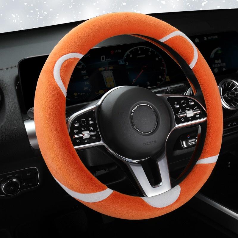 Customizable Plush Cartoon Steering Wheel Cover For Cars Soft And Cozy Winter Style