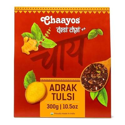 Chaayos Adrak Tulsi Tea - Premium Chai Patti for Stronger Immunity | Flavoured Tea | Black Tea | Ginger and Basil Masala Tea | Assam Tea | Chai Masala