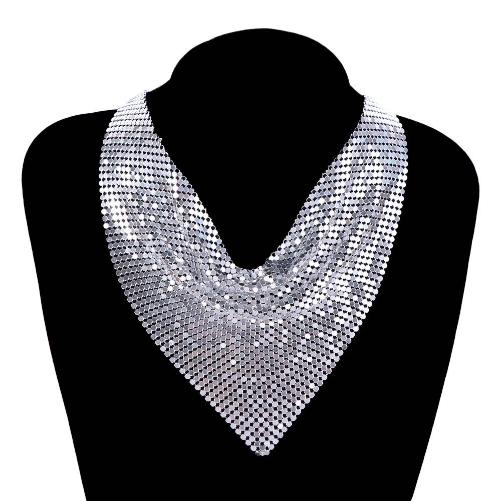 Aesthetic Leopard Print Necklace Chain Choker Detachable Collar Metal Triangular Scarf Girls