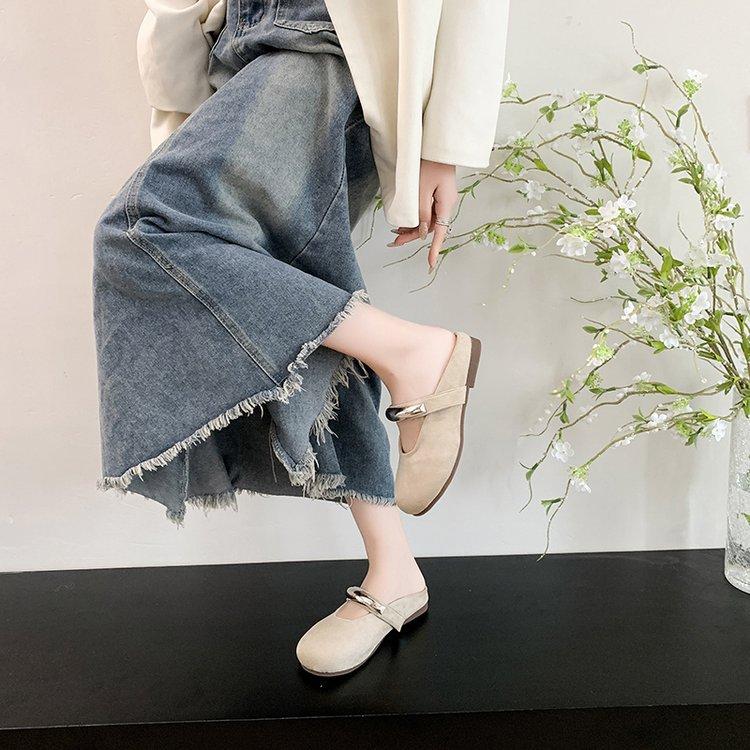 French Beautiful Bag Head Half Slippers Women's Summer Wear 2025 New Spring and Summer One-pedal Pregnant Women Muller Cool Slippers