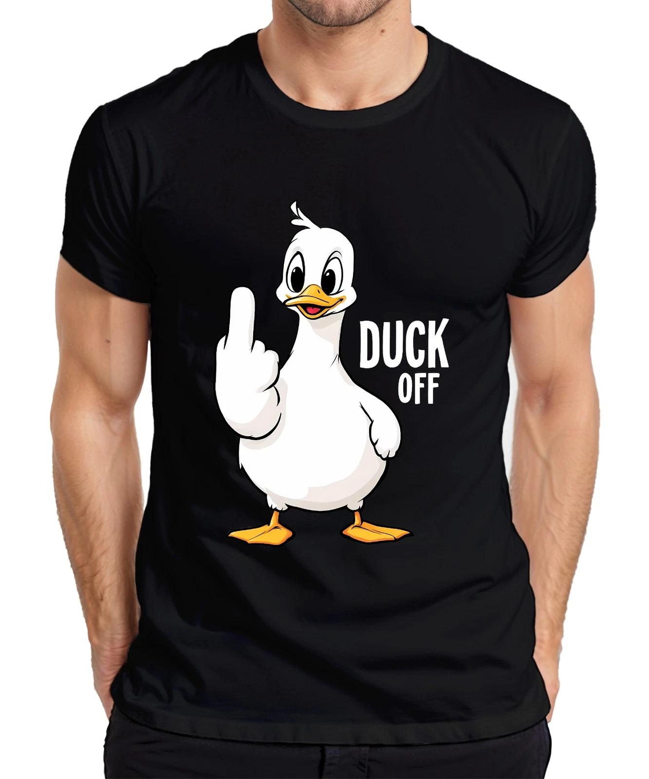 DUCK OFF Lustige Ente Mittelfinger Frech Sarkastisch Statement Herren T-Shirt XXXXL