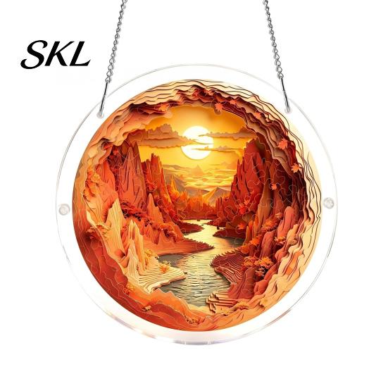 Home Decor Puzzle Gift Acrylic Suncatcher, Colorful Window Hanging, 7.48 Inch Sun Catcher Stained Glass Decoration Ornament, Ideal for Gifting