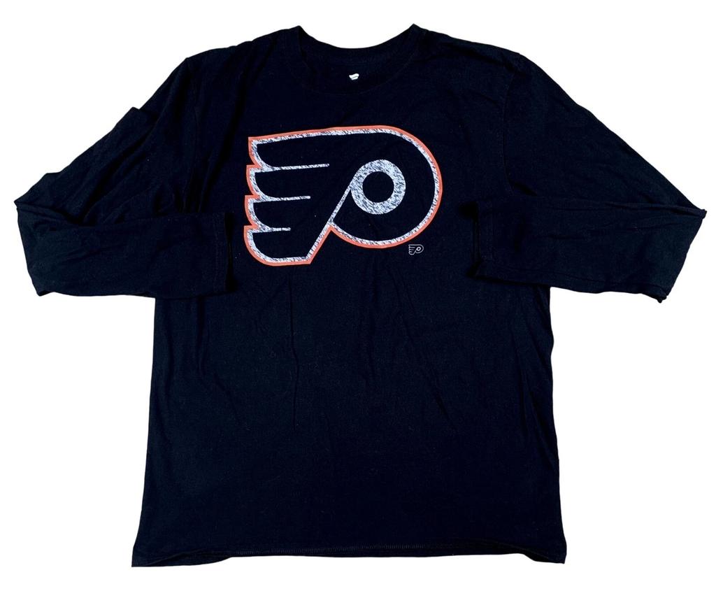 Philadelphia Flyers Black Long Sleeve 100% Cotton T-Shirt Size Large