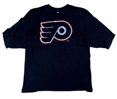 T-shirt à manches longues 100 % coton noir Philadelphia Flyers Taille L