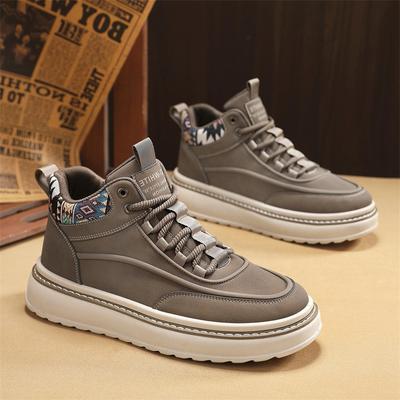 High-top Shoes Winter Casual Board Shoes Leather Surface Waterproof and Non-slip Sports Thick Sole Heightening Martin Boots