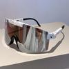 Oversized Sports Sun Glasses  Wrapped Round Mirror Outdoor Cycling Goggle Trendy Futuristic Punk Sunglasses for Men