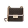 MK Sonia Vintage Chain Logo Leather Crossbody Bag Women Bags Dark-Brown Light-Pink 35F1G6SS5B-648