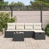 Garden Sofa Set with Cushions 6 pcs Black and Cream Poly Rattan