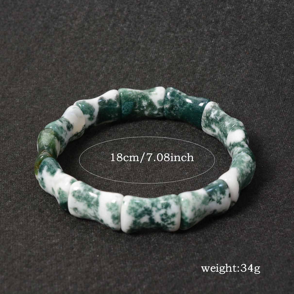 Женский бамбуковый браслет из натурального халцедона и мшистого агата