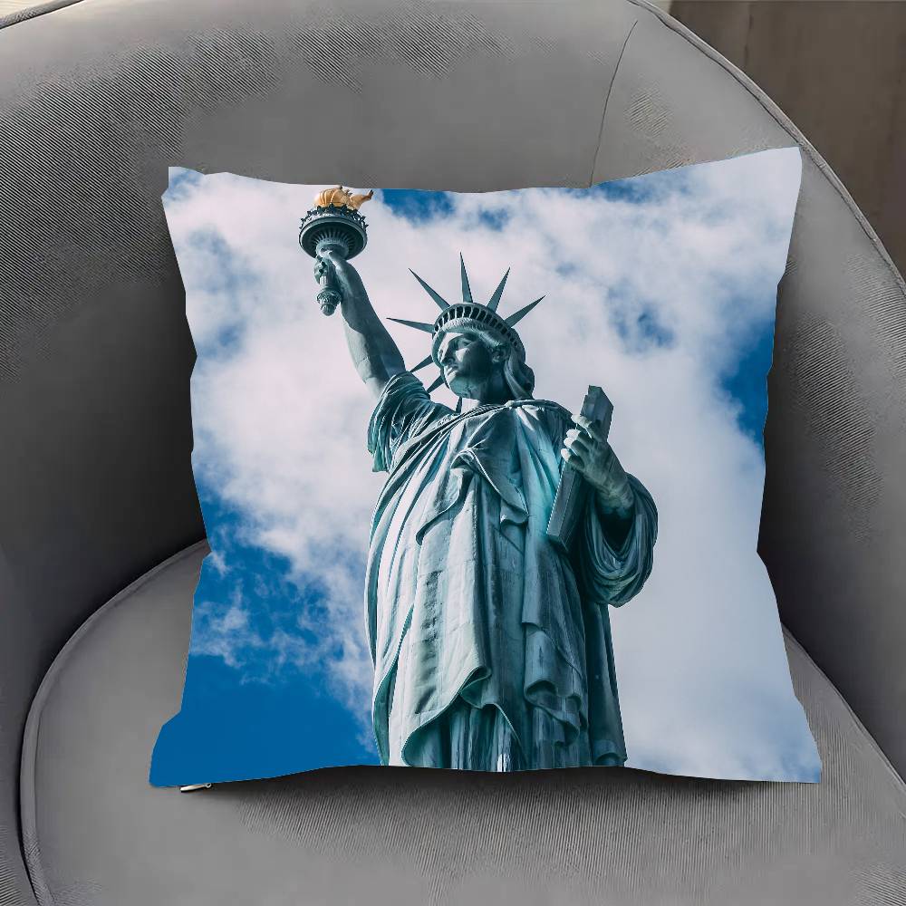 Statue Of Liberty Art Pillow Case Sofa Cushion Cover Room Home Decoration