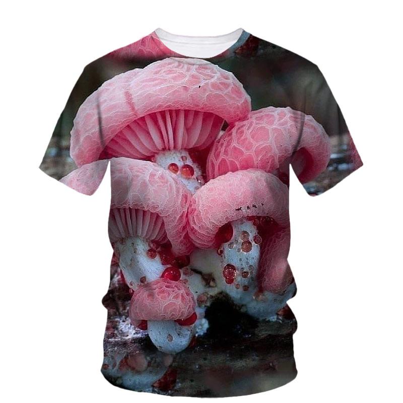 Summer Mushroom 3D Print T-Shirts Streetwear Men Fashion Casual Oversized O-Neck Short Sleeved T Shirt Tees Tops Clothing