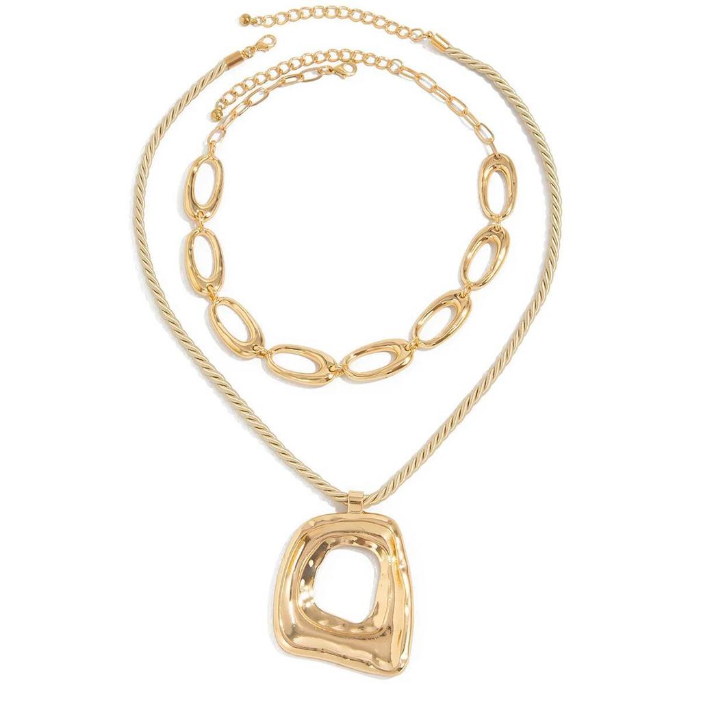 Ingemark Hip Hop Large Geometric Pendant Choker Necklace for Women Hyperbole Chunky Metal Chain Grunge Jewelry Steampunk Men