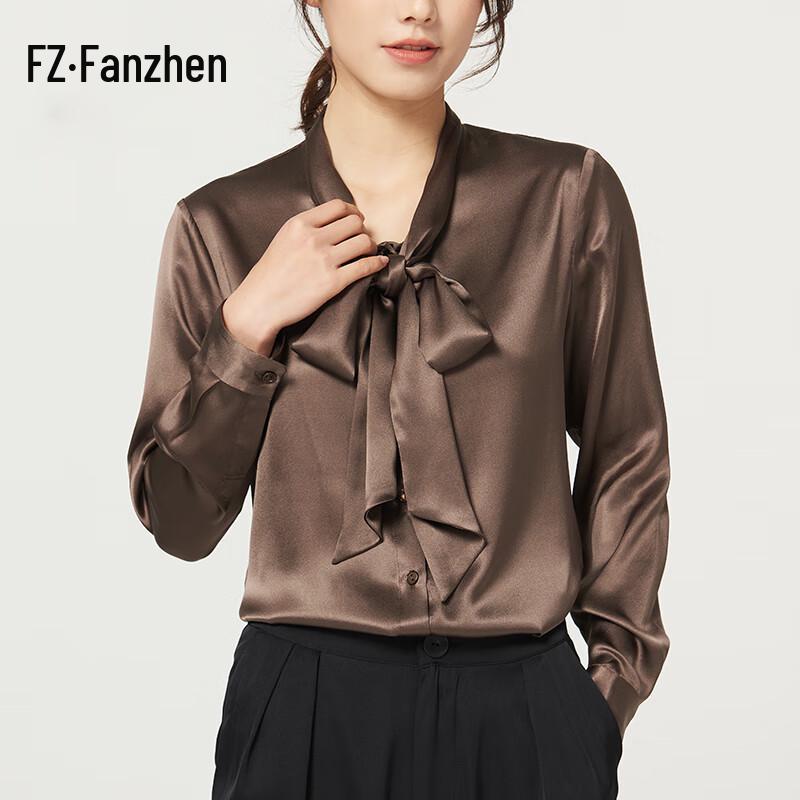 

Women s Long Sleeve Silk Blouse with Tie-Neck S