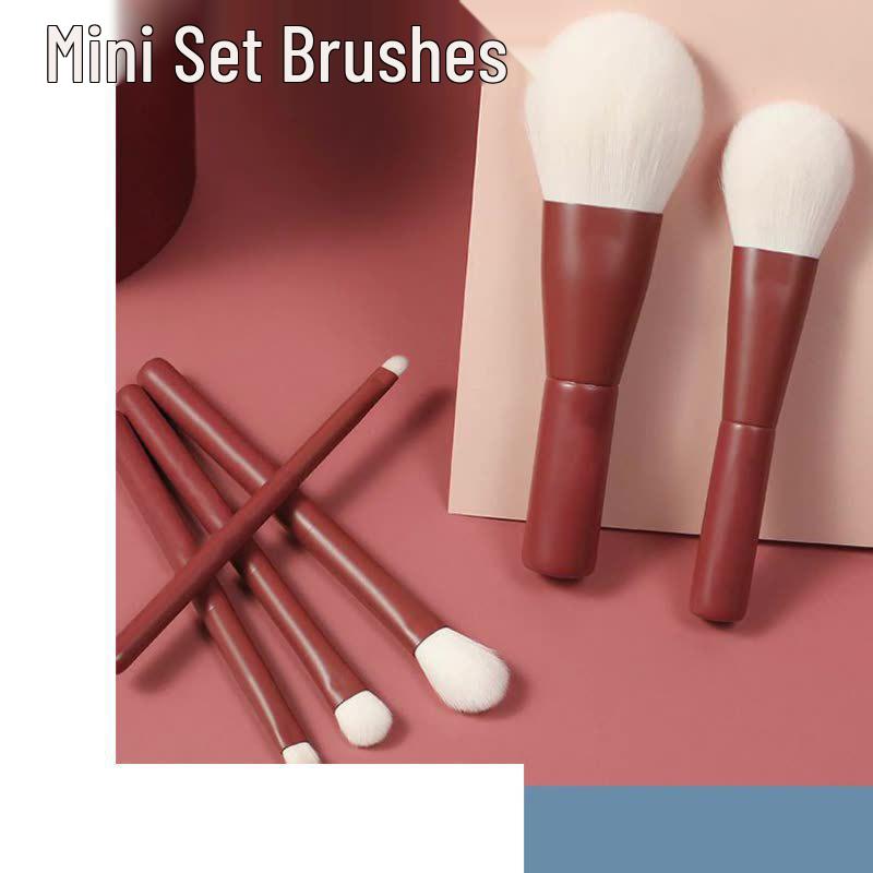 6-Piece Portable Makeup Brush Set for Beginners - Includes Blush & Eyeshadow Brushes