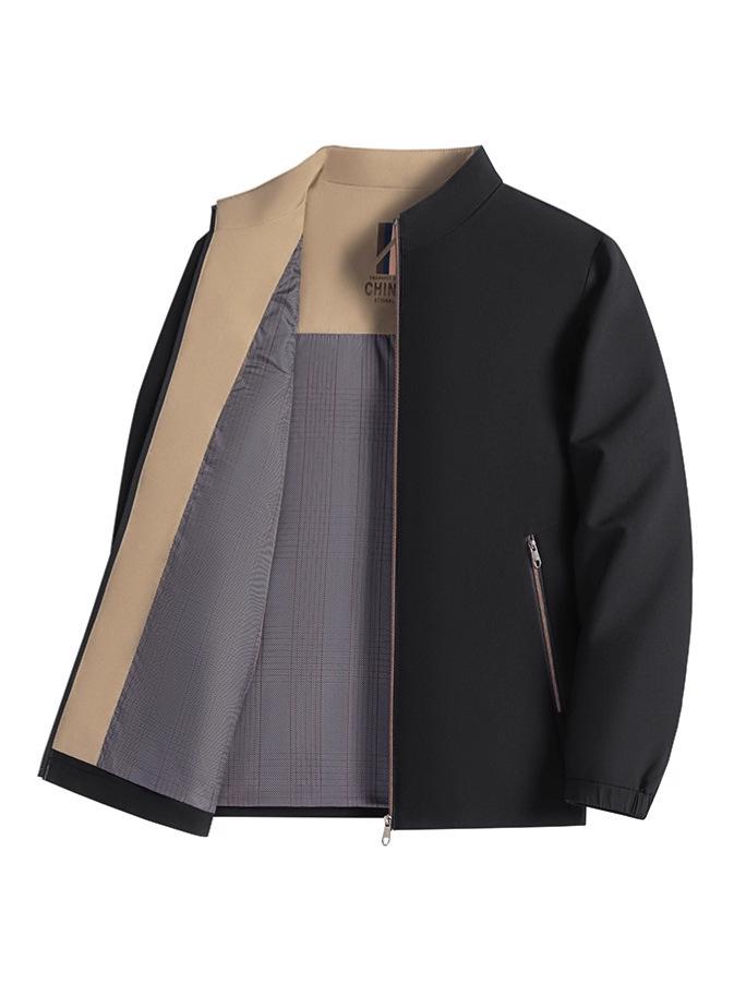 Men's Spring & Autumn Casual Stand-Up Collar Jacket - Dad Style, Versatile, Loose-Fit, Lightweight