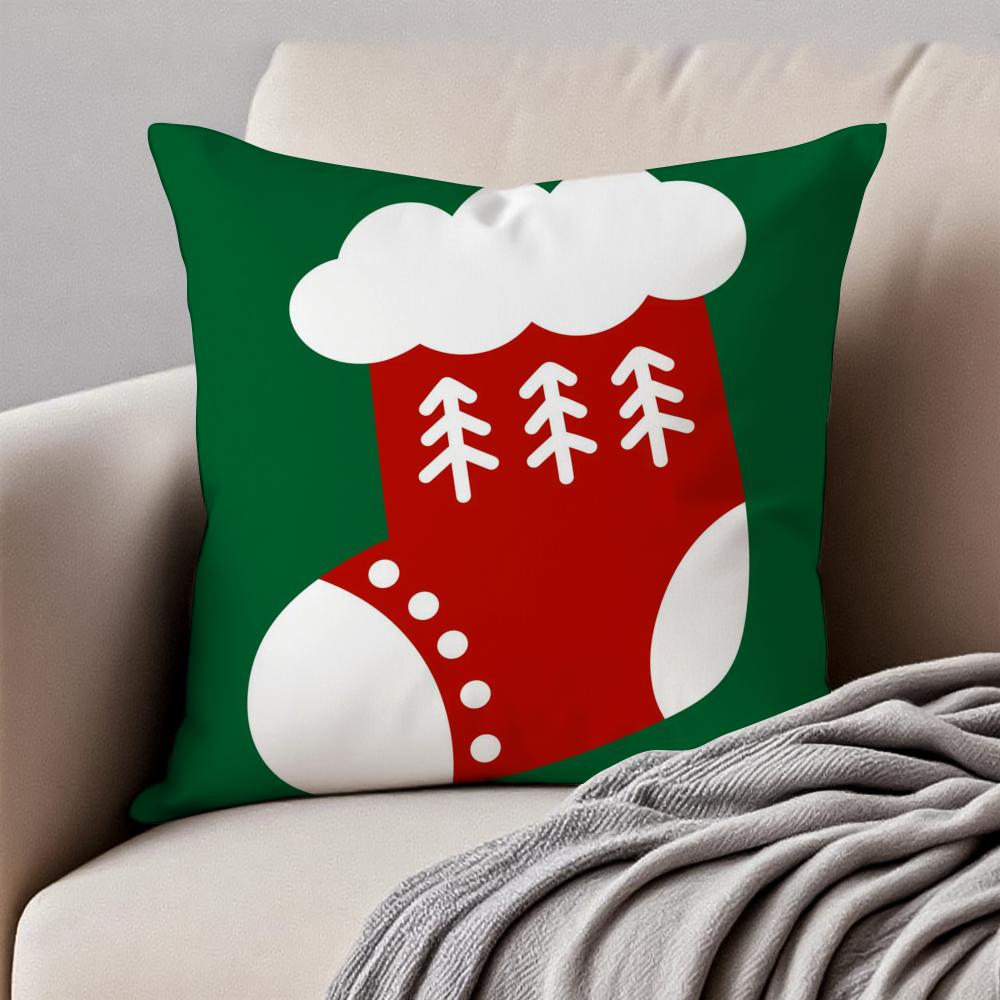 Christmas Cushion Cover Pillowcase Antidustmite Invisible Zipper Short Plush Sofa Cushion