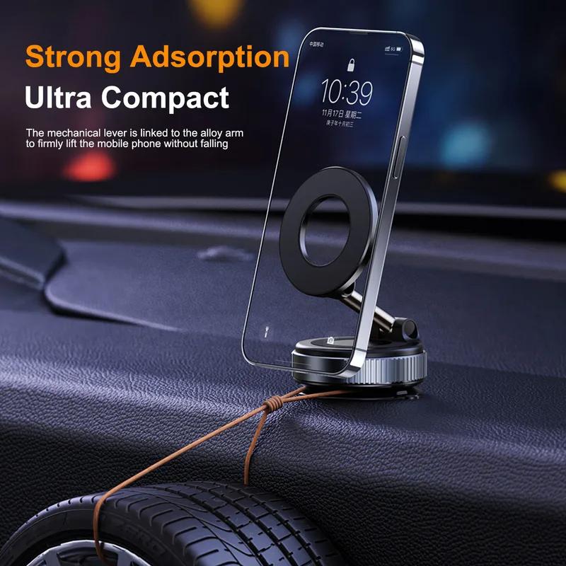 Car Mount Electric Vacuum Magnetic Holder Foldable Strong Suction Stand For Cell Phone