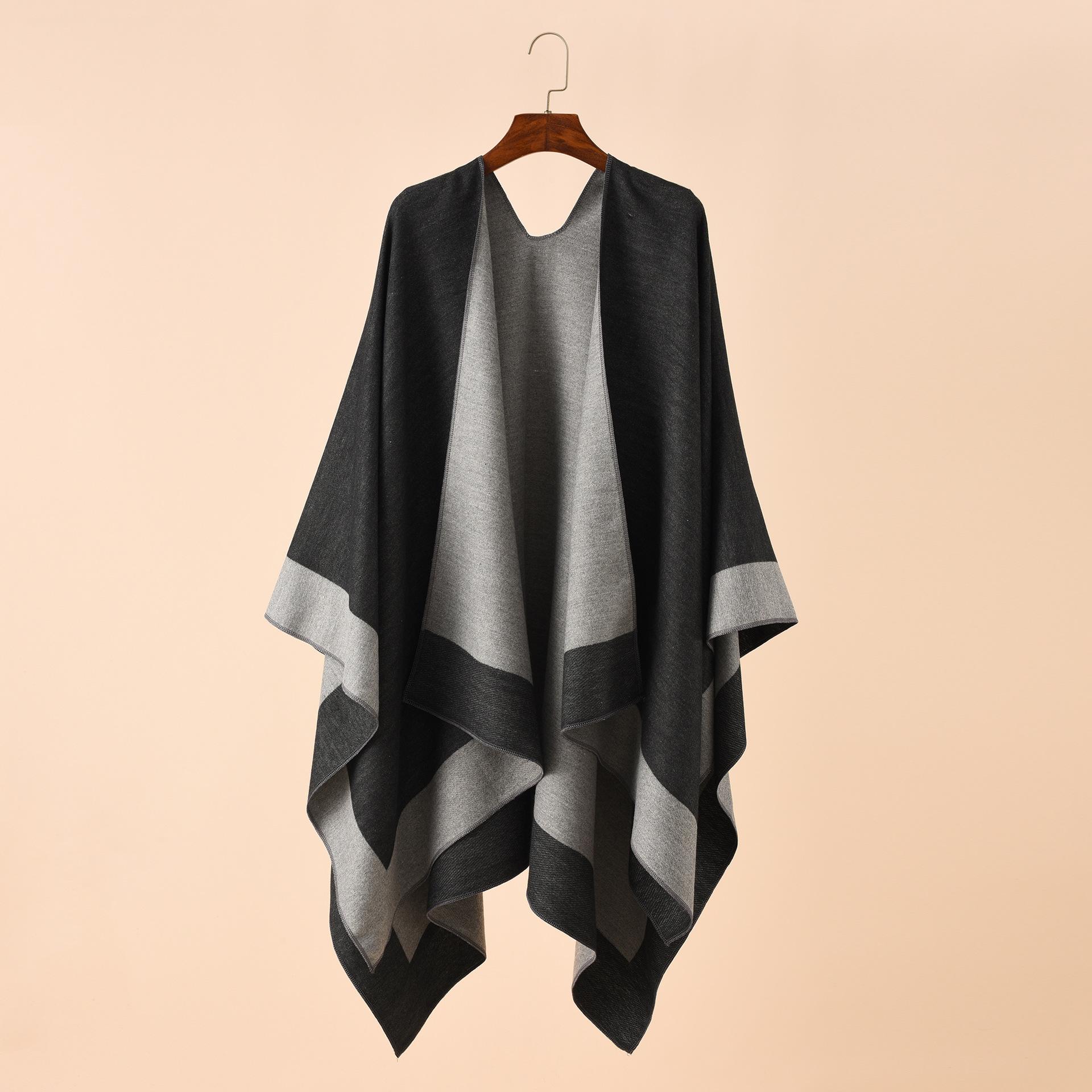 

Новая теплая большая шаль Pure Color для путешествий и покупок черный серый