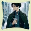 Levi Ackerman Attack On Titan Pillow Covers Cartoon Sofa Decorative Home Double-Sided Printing Short Plush Cute Cushion Cover