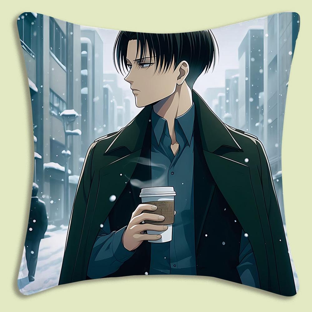 Levi Ackerman Attack On Titan Pillow Covers Cartoon Sofa Decorative Home Double-Sided Printing Short Plush Cute Cushion Cover