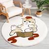 Christmas Cartoon Mat Kids Play Mat Cat Animal Round Carpet Bedroom Mat Living Room Carpet Kitchen Bathroom Anti-Slip Mat