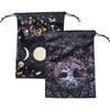 Flannel Tarot Deck Storage Bag Moon Phase Pattern Tarot Pouch With Drawstrings For Tarot Accessories  Dice Runes Gems Pouch