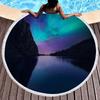 Aurora Print Round Beach Towel,Polyester Sand Resistant Beach Blanket,Soft Absorbent Quick Dry Pool Towel Portable Picnic Mat