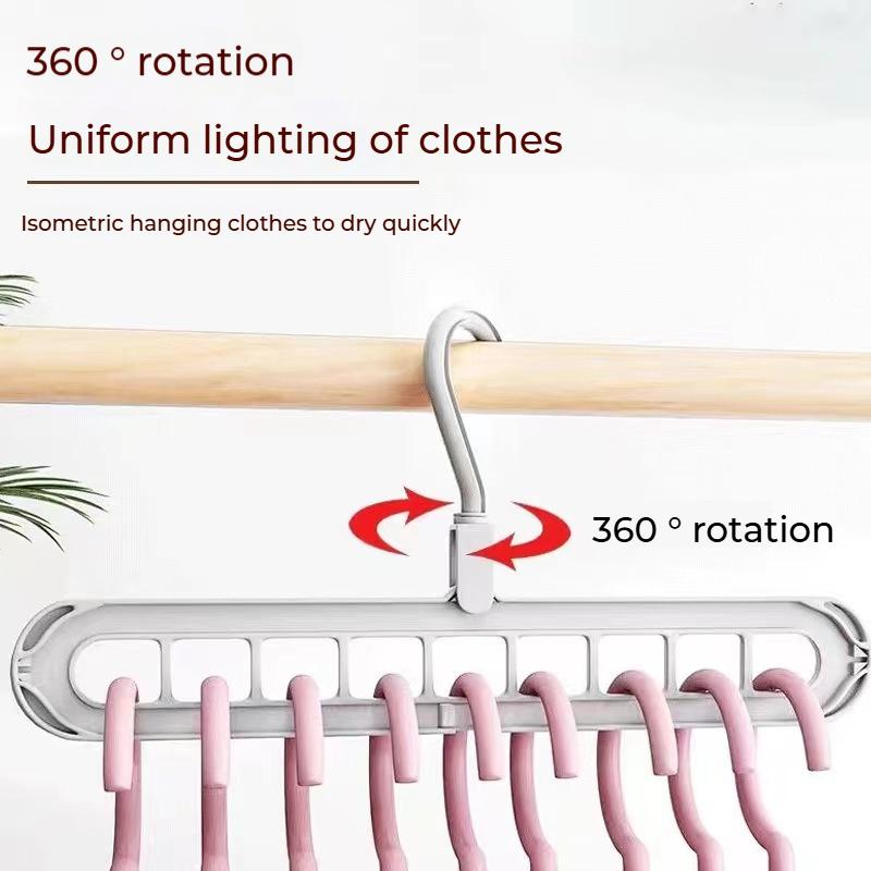 9-hole Hanger 360° Rotating Folding Hanger Space-saving Storage Rack Clothes and Pants Storage Durable Home Dormitory