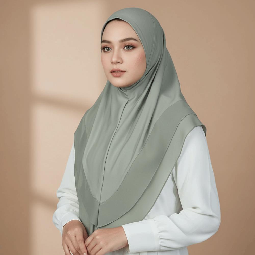 Non-Transparent Double Layer Chiffon Hijab Solid Color Pull-On Headwrap Outdoor Excursions