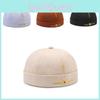Cotton Solid Cap Color Round Top Hat Headwear Breathable Skullcap Gift Unisex