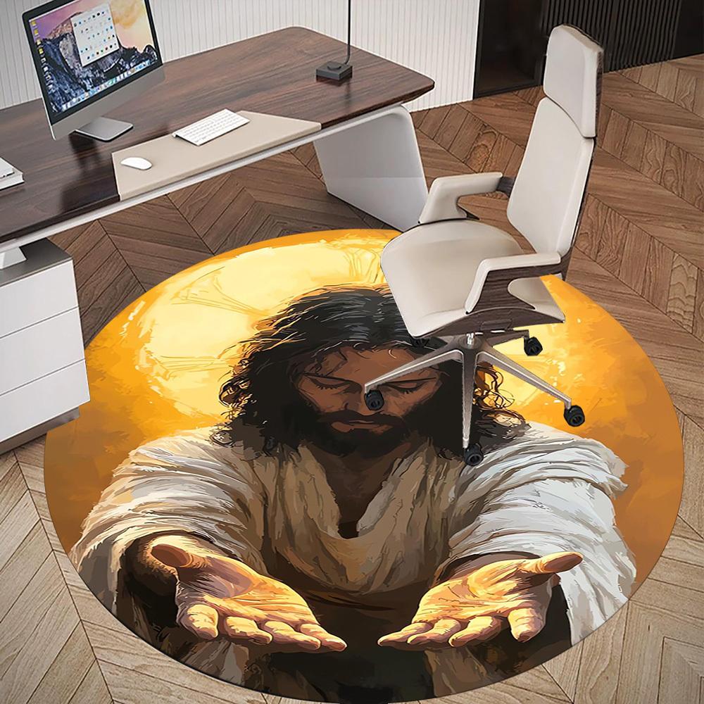 1 Stück Andächtige Leichte Hände Runde Stuhlmatte Teppich - Rutschfest, Fußmatte für Büro, Schlafzimmer, Heimdeko Weihnachtsgeschenk c0528122