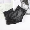 New Women's Sheepskin Half Finger Gloves Leather Fashion Lace Style Warm Velvet Cool Silk Black Riding Driving Gloves