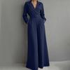 ZANZEA Tute Casual da Donna con Collo a Revers, Maniche Lunghe, Vestibilità Larga, Gamba Larga