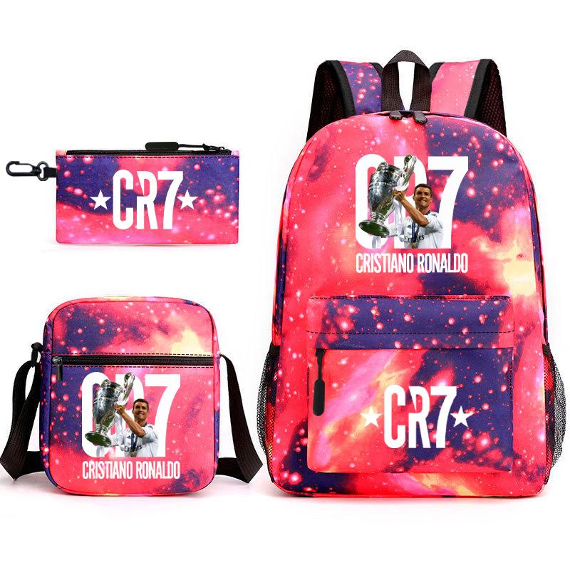 Sports Football Team Print Youth Primary and Secondary School Students C Luo Schoolbag Men and Women Leisure Travel Backpack CR7