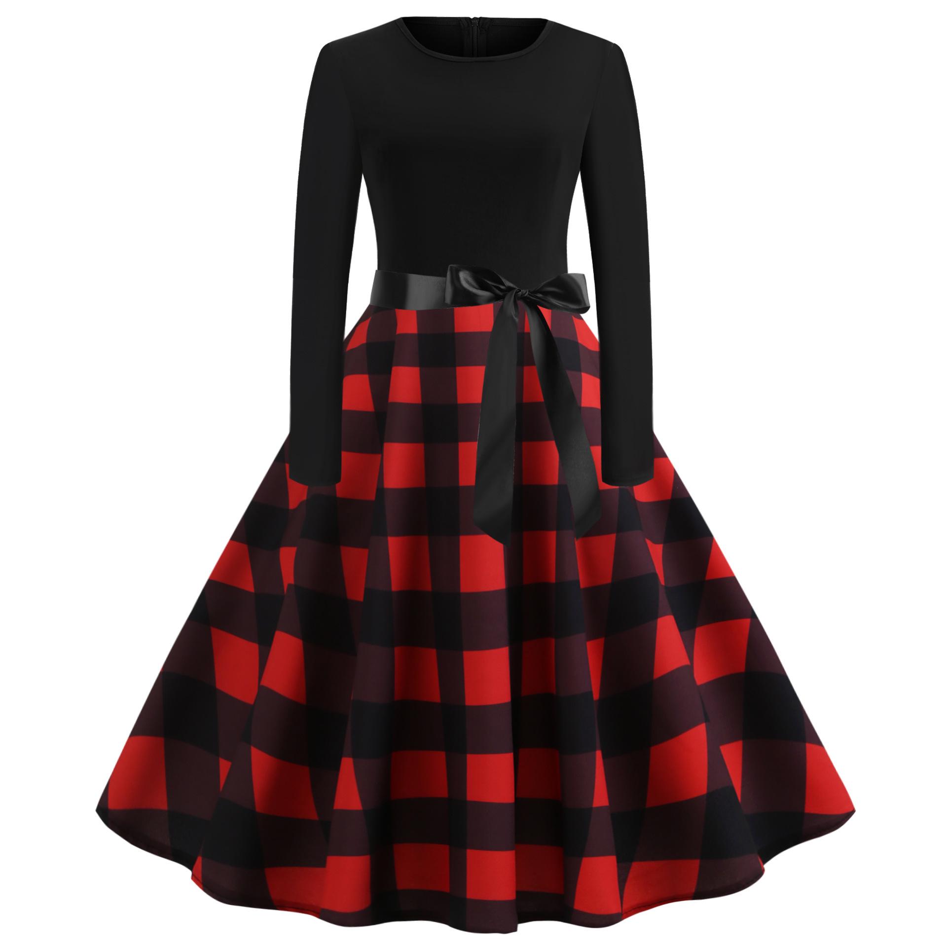 

Платье в стиле ретро с длинными рукавами и круглым вырезом с цифровым принтом Extra Extra Extra Large (XXXL)