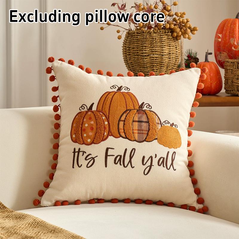 Festival Autumn Maple Leaf Pillow Pumpkin Embroidery Cushion Cover Modern Decoration Home Decoration Pillowcase Bedding