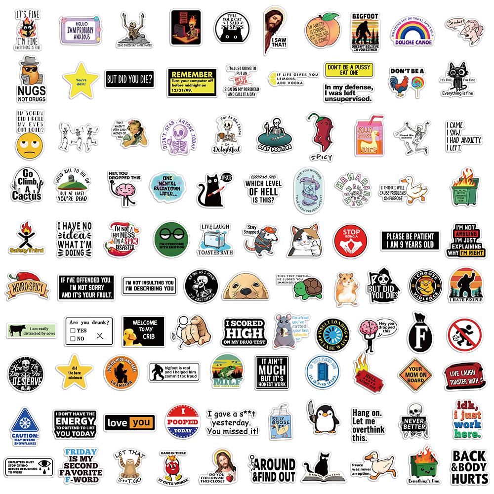 100PCS Prank Meme Stickers Cartoon Scrapbooking Coffee DIY Skateboard Luggage Laptop Graffiti Waterproof Phone Decals