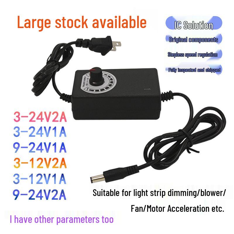 Fonte de Alimentação e Adaptador Ajustáveis: 3-12V 2A/3A, 9-24V 1A para Bomba de Água/Ventoinha/Soprador, 3-24V 2A