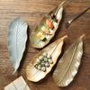 Leaf Stoneware Plate Delicate Barbecue PlateVintage Shaped Ceramic Strip Plate Commercial Sushi Plate