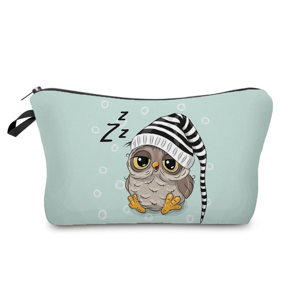 Women Owl Print Cosmetic Bag Toiletries Organize Travel Storage Case 6697