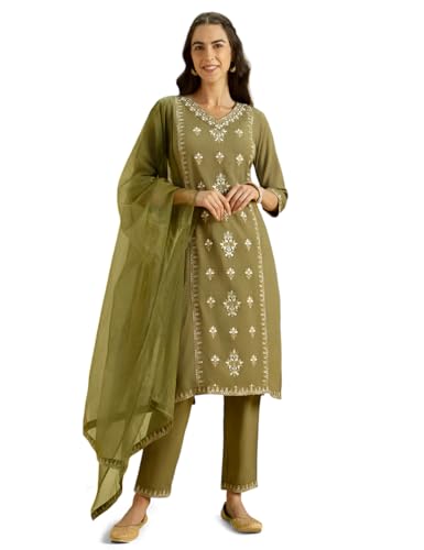 Kaari Women's Embroidered Kurta Set with Dupatta - Festive Kurta Set for Women